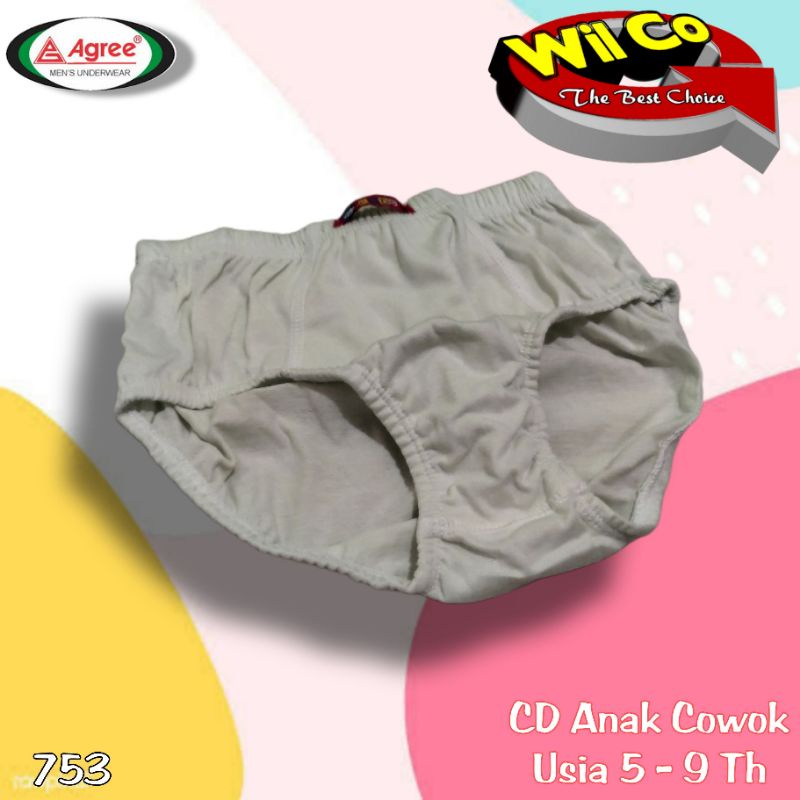K753T - (Isi 3Pcs) CELANA DALAM ANAK COWOK AGREE (USIA 5 TH - 9TH)