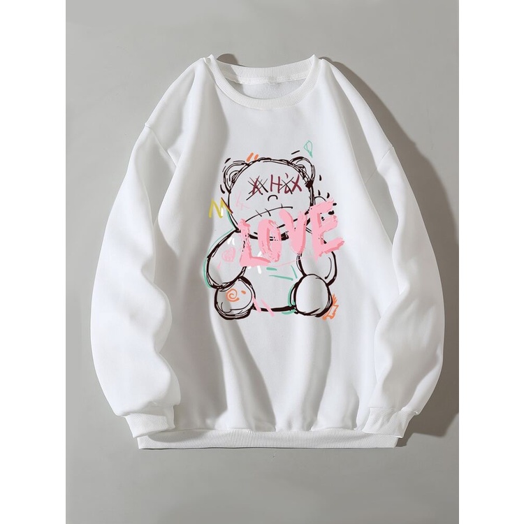 LOVE BEAR Sweater Crewneck Print DTF II LOVE BEAR Sweatshirt Basic II Sz M - XL Anak &amp; Dewasa ( Pria &amp; Wanita )