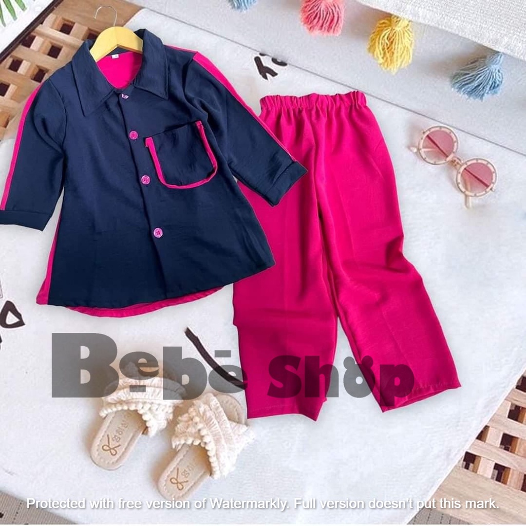 one set anak perempuan bahan cringkel usia 2 sampai 8 tahun