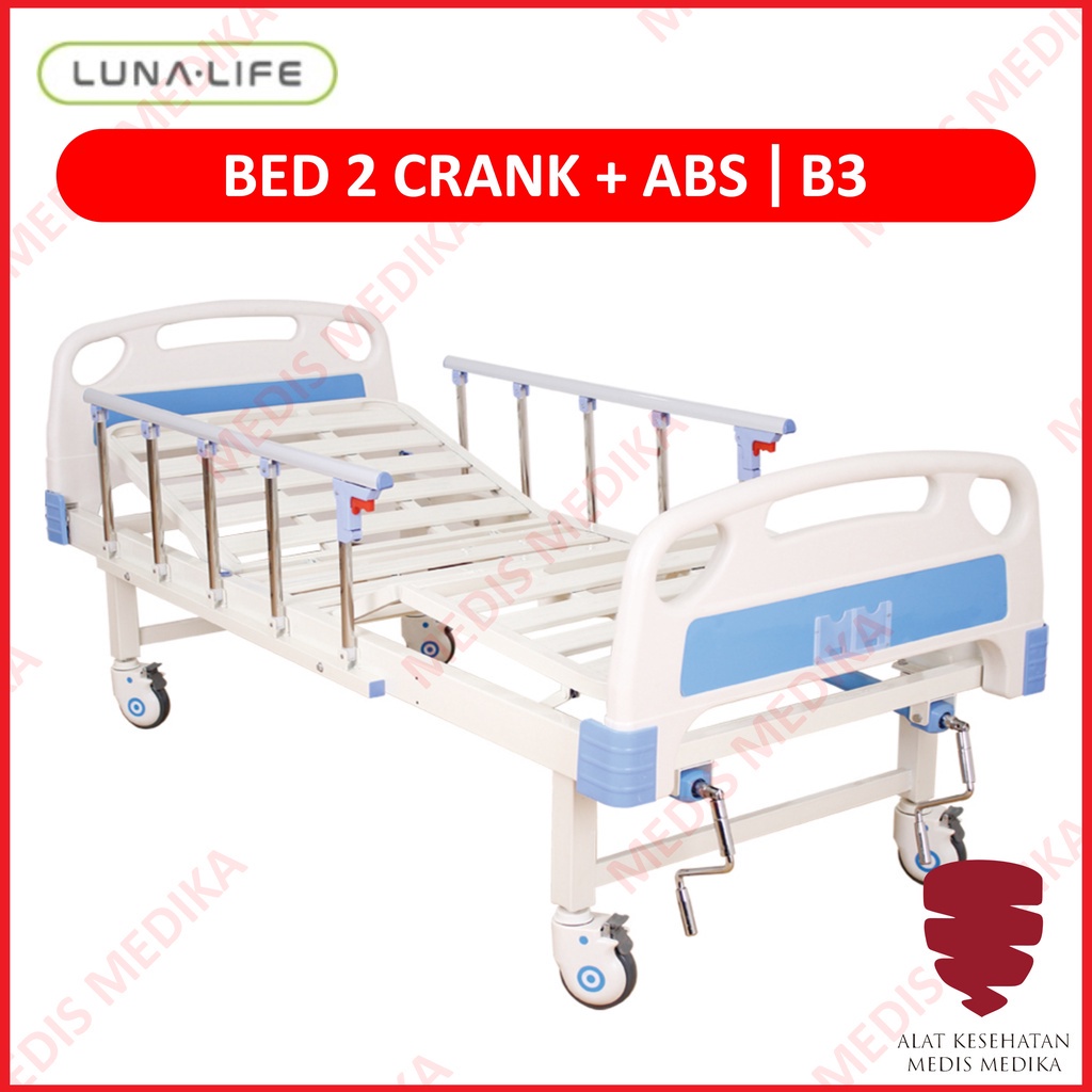 Bed 2 Crank Manual Peralatan Tempat Tidur Ranjang Pasien Rumah Sakit