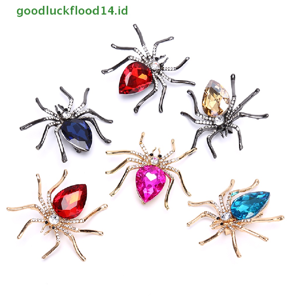 [GOOGFOUR] Fashion Lady Kristal Spider Pin Bros Dekorasi Korsase Lencana Perhiasan Hadiah [TOP]