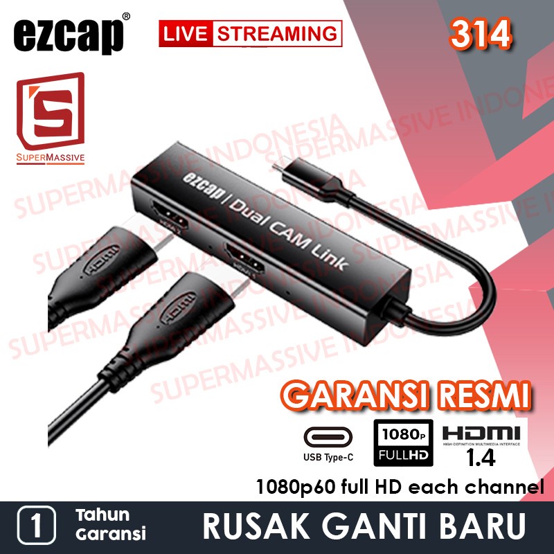 EZCAP 314 USB 3.0 Tipe-C Dual HDMI 2 in 1 game capture live streaming