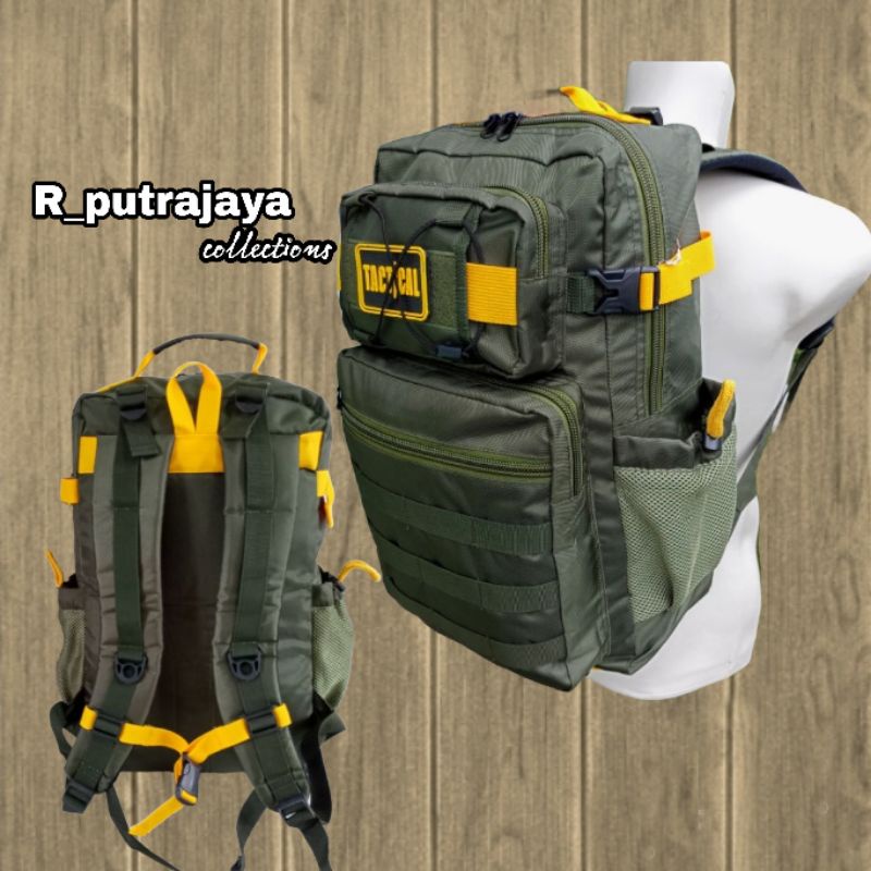 Tas ransel lebanon hijau army / tas punggung pria / tas sekolah hijau vareasi kuning