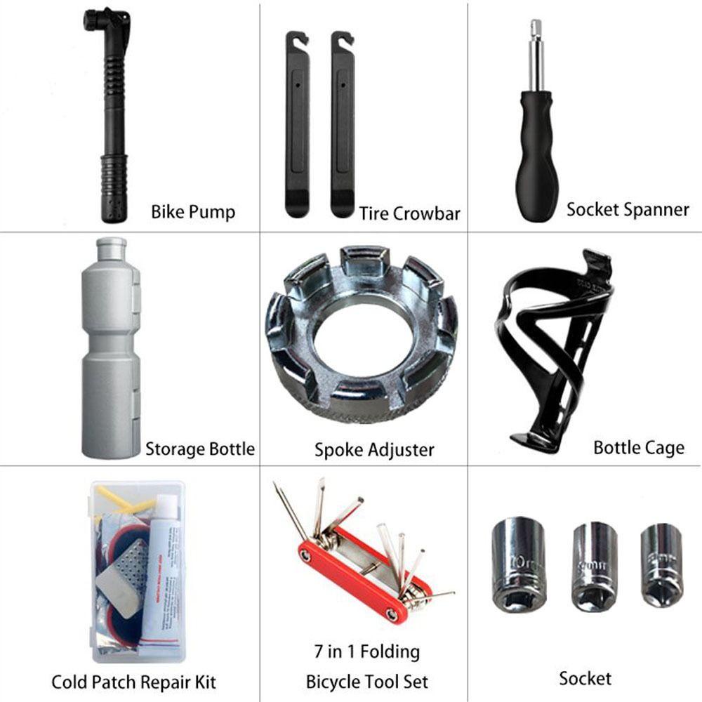 Lanfy Alat Perbaikan Sepeda Alat Kombinasi Suku Cadang Bersepeda Repair Tool Kit Aksesoris Sepeda Multi Folding Spoke Wrench