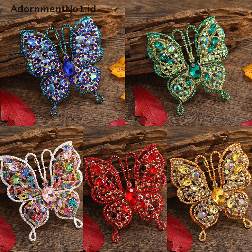[AdornmentNo1] Indah Kupu-Kupu Bros Untuk Wanita Berlian Imitasi Berkilau Kupu-Kupu Serangga Brooch Pin Fashion Perhiasan Hadiah [ID]
