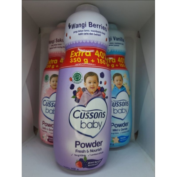 Cussons baby powder 350 + 150 gr / Bedak Tabur Bayi Cussons 500 gr / Bedak Bayi Cussons