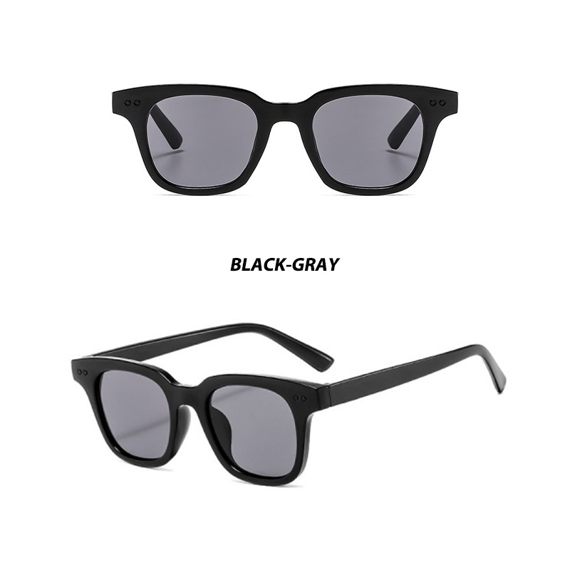 Kacamata Boldie Frame Tebal Skinny Hitam Persegi Panjang Uv400 Gaya Vintage Retro Untuk Wanita Dan Pria-A4