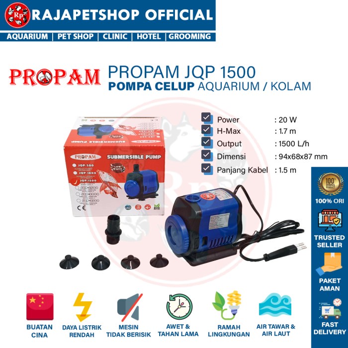 ( Pompa Air ) Sunsun Propam Jqp 1500 Water Pump Kolam Aquarium Celup