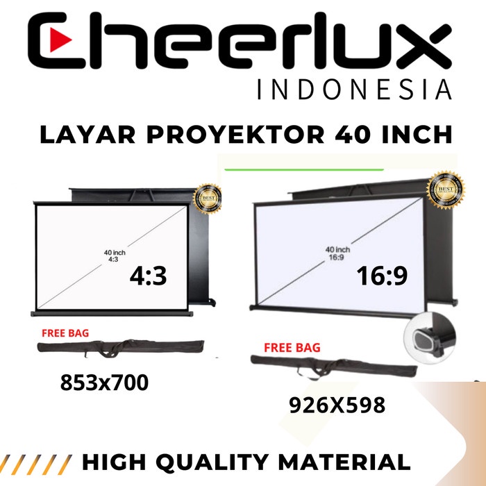 Layar Layar Proyektor Lipat 40 Inch Table Screen Projector 40" Portable