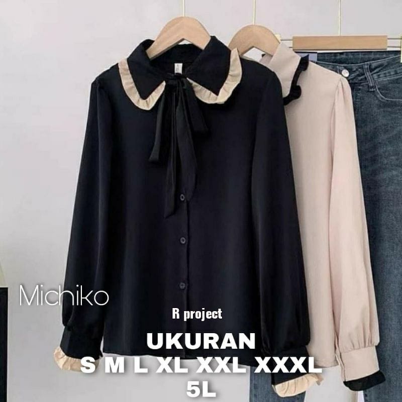 Michiko Blouse JUMBO 5L XXXL XXL XL L M S | ATASAN BIG SIZE - KEMEJA KOREA