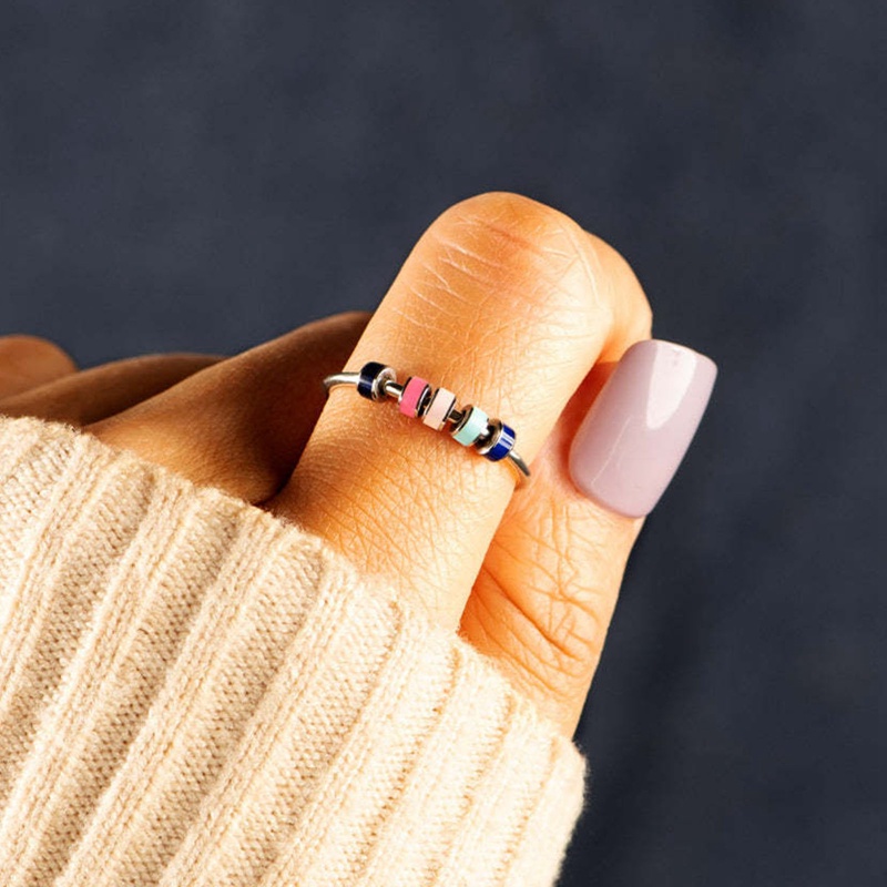 Manik Enamel Halus Kecemasan Fidget Rings Untuk Wanita Perempuan Anti Stres Rilis Mainan Yang Menyenangkan Cincin Perhiasan Tentang Putri Gelisah Cincin Hadiah