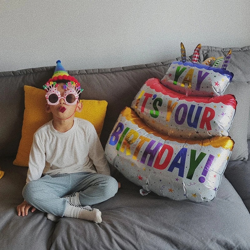 Kualitas Tinggi Besar Warna-Warni Kue Balon Tiga Lapisan Lilin Aluminium Film Balon Selamat Ulang Tahun Pesta Baby Shower Dekorasi Anak Mendukung