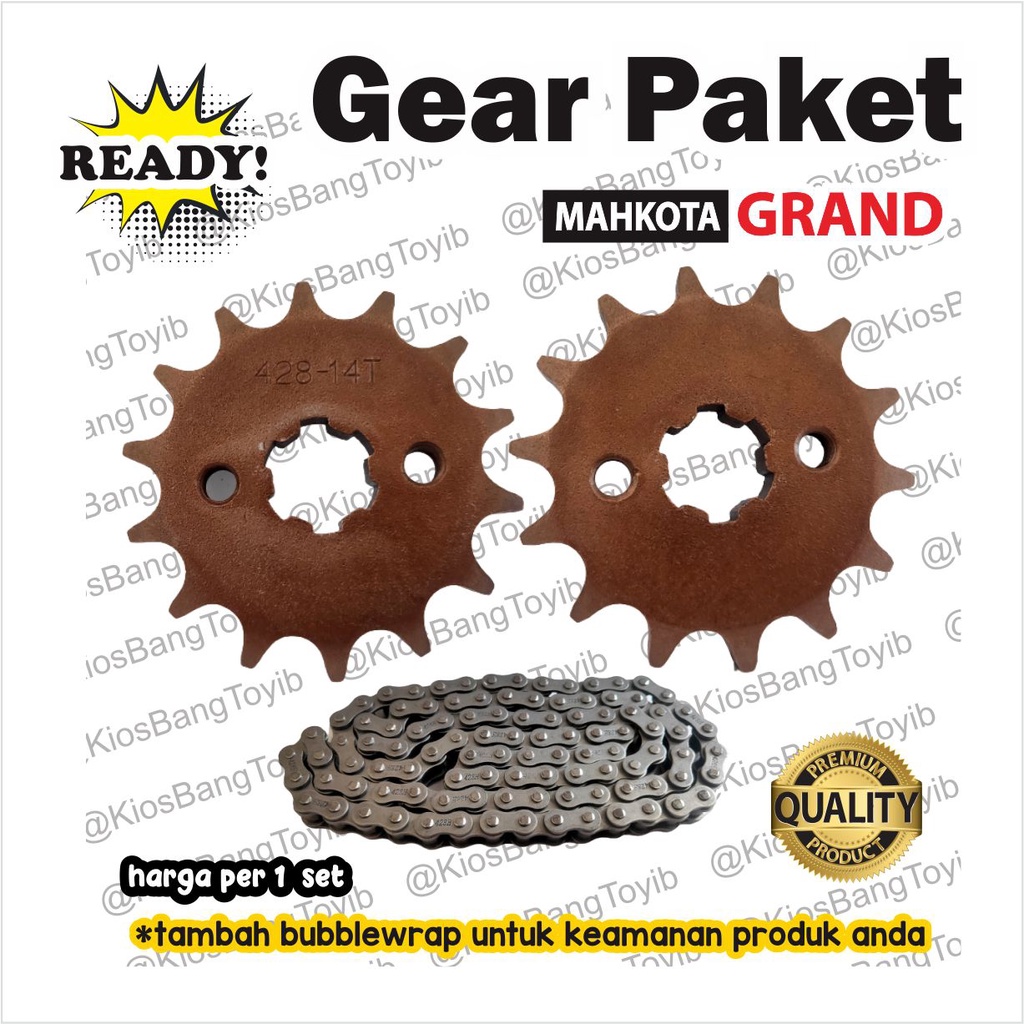 Gear Set Paket Gir Honda GRAND 36T / 14T / 100L (MAHKOTA)