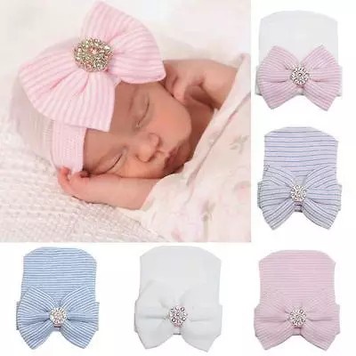 (pimenova) Topi newborn 0-3bln  bayi girl Soft baby bonnets for girls bowknot flower baby girl