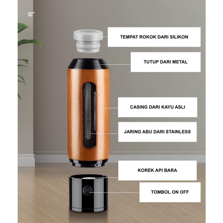 IMPOR PORTABLE ASHTRAY ASBAK H016 ROKOK INSTANT DENGAN KOREK BARA CAS USB