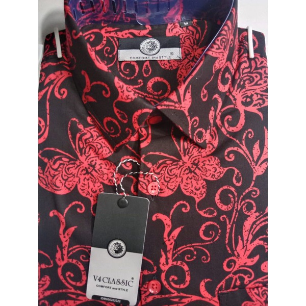 Kemeja V4 CLASSIC motif batik tangan pendek