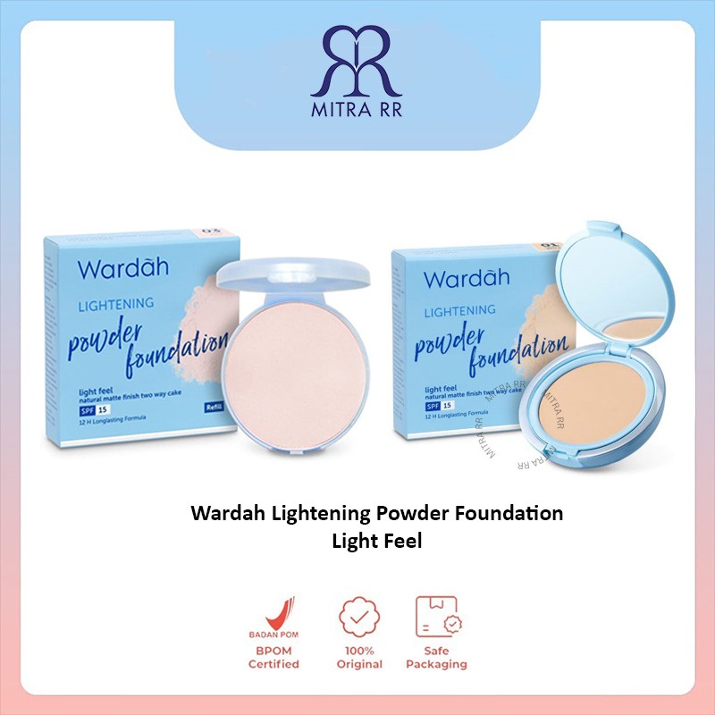 Wardah Lightening Powder Foundation Light Feel | Bedak Padat Natural Matte Finish Full dan Refill