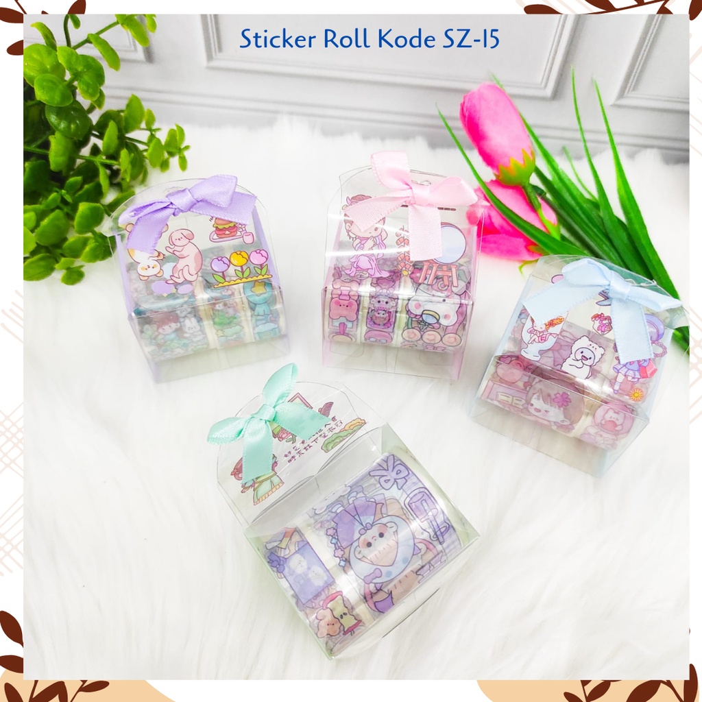 

Sticker BOX Mini Washi Tape paper bag kecil Solatip Roll Kode SZ-15 Set Daily Manual Cute Pattern Decorative Tape Sticker Gift CRAFT