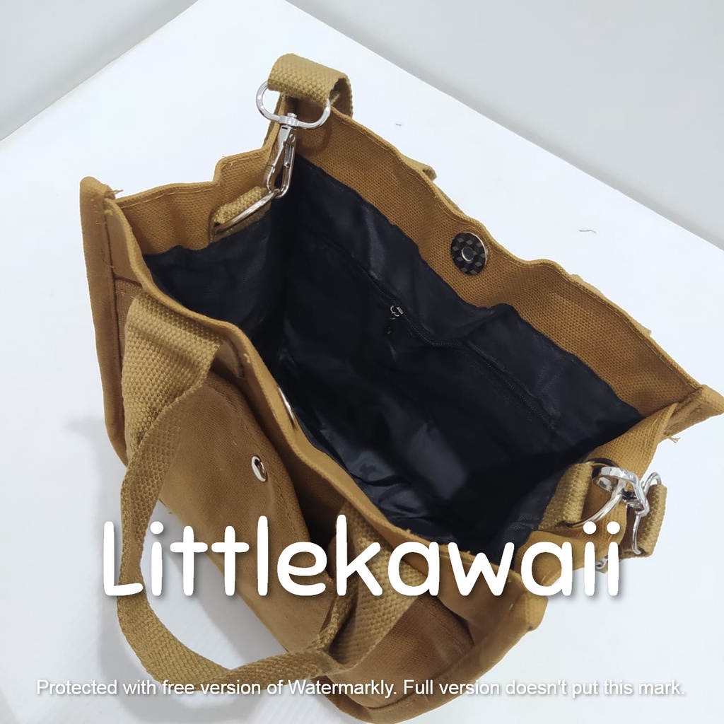 LK/Tas Totebag Tenteng Slempang Kanvas Fashion Kuliah Sekolah Wanita Remaja Dewasa Korean Style Polos Mix Import