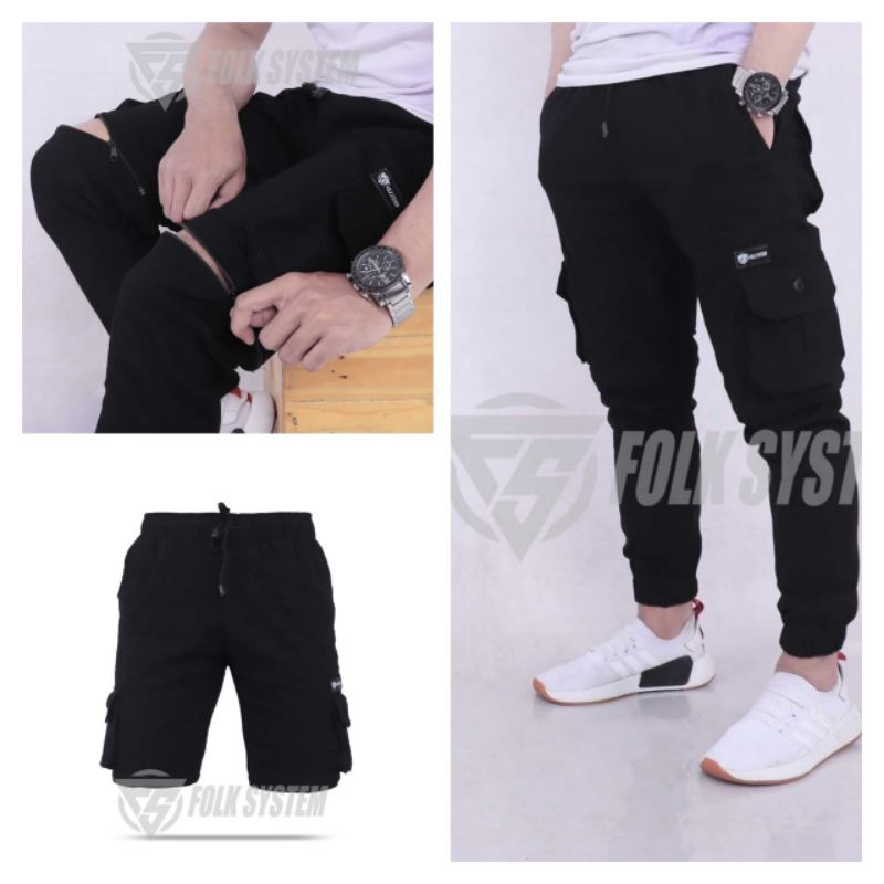 Celana jogger cargo panjang pendek original folksystem