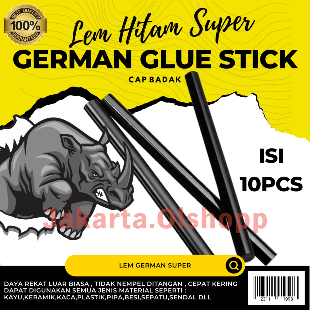 Lem Stick German Original isi 10pcs | Lem Bakar Hitam | Lem Super Kuat | Lem Bakar Ajaib