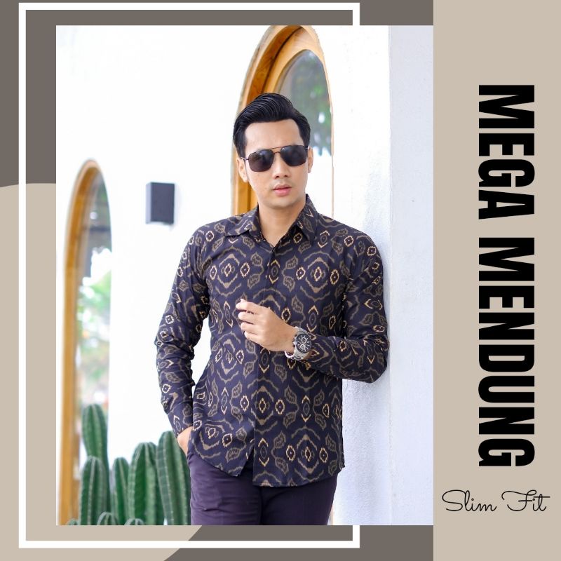 Batik Slim fit Slimfit Hitam Panjang Pendek Kekinian Ori Florist