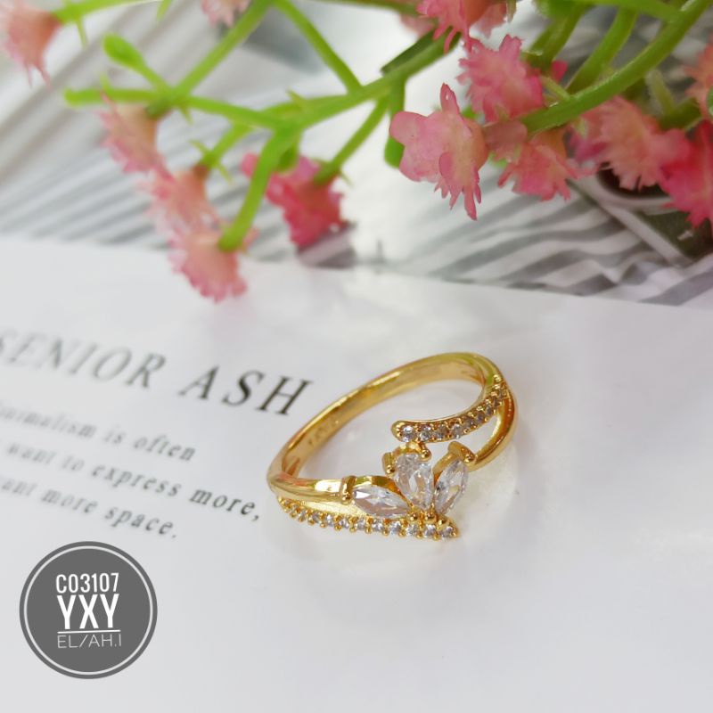 Cincin yaxiya permata zircon gold C03107