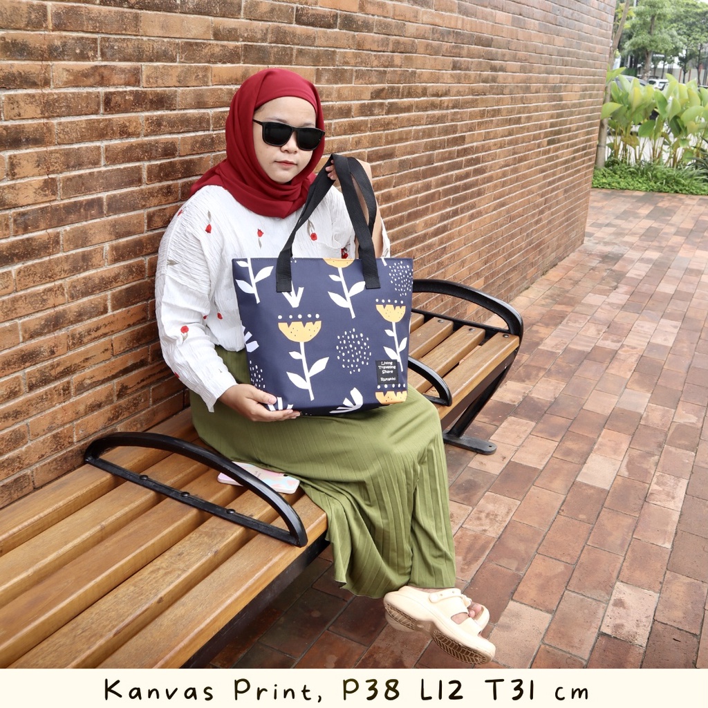 (GROSIR) Tas Kekinian TOTEBAG KANVAS PRINTING GAMBAR DAUN / BUNGA TAS WANITA TOTE BAG REMAJA MODERN