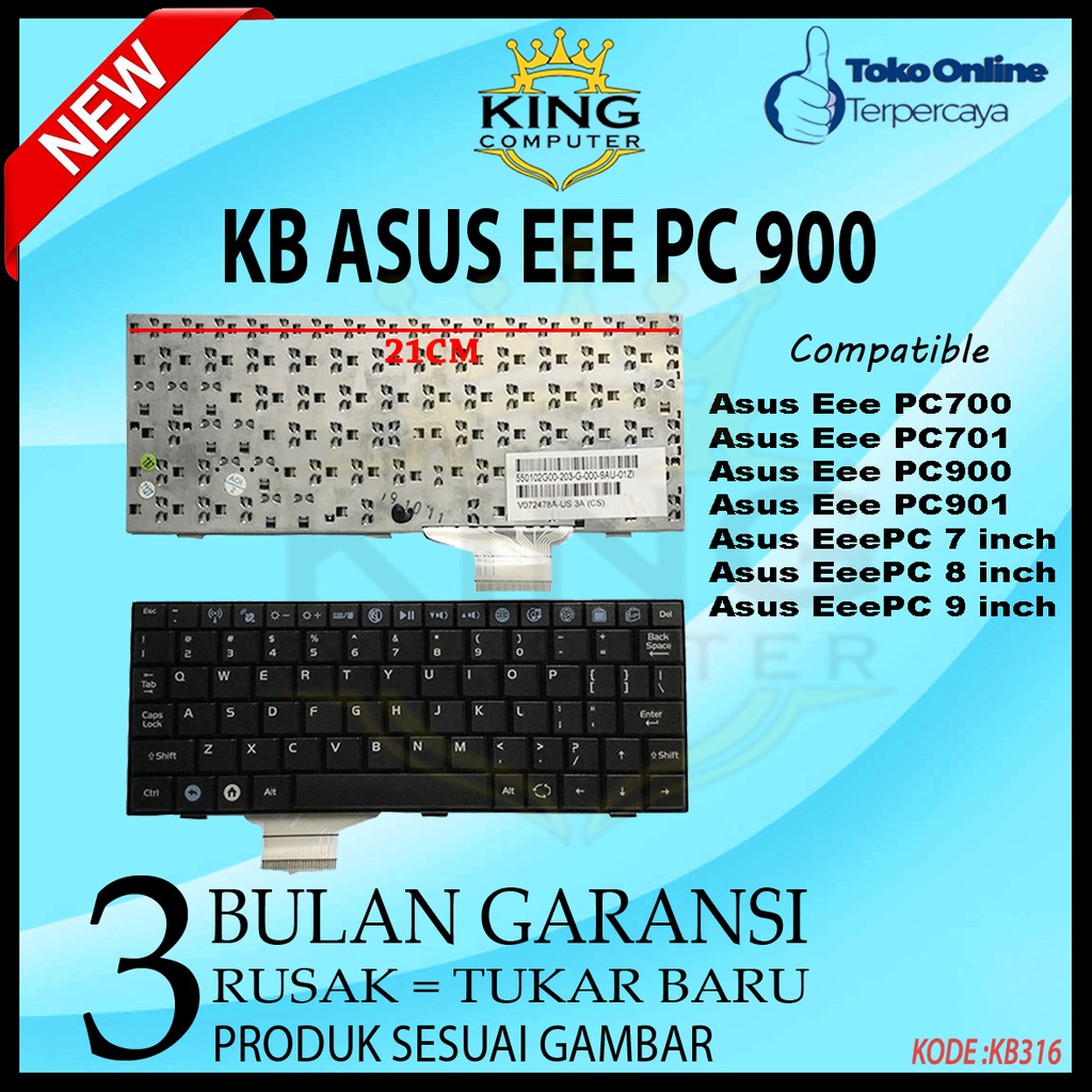 KEYBOARD ASUS EEE PC EEPC 700 701 900 EEPC900 EEPC700 HITAM