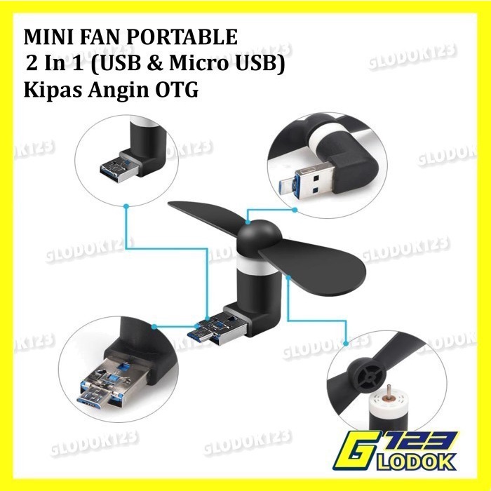 Kipas Angin USB Mini Fan Baling Portable Power Bank