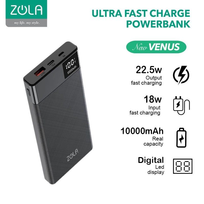 POWERBANK 10000 MAH POWERBANK ZOLA VENUS B-11 10000 MAH POWER BANK 10000 MAH FAST CHARGING