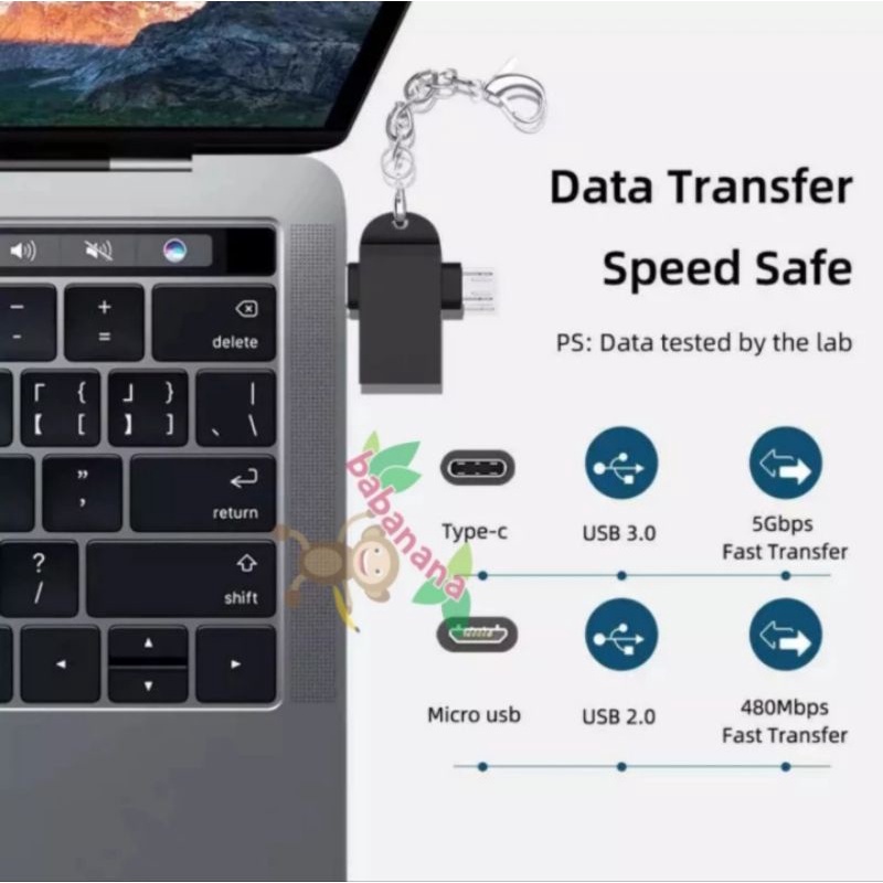 USB 3.0 OTG 2 in 1 Type-C Micro USB Connector On The Go Adapter