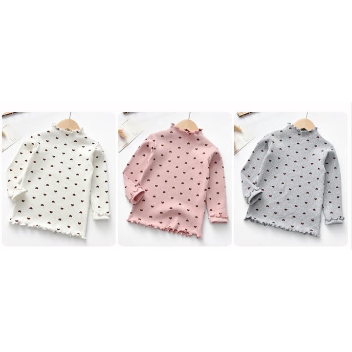 VS - TURTLE NECK ANAK MOTIF LOV RIB / ATASAN TOP ANAK PEREMPUAN USIA 1-5 TAHUN
