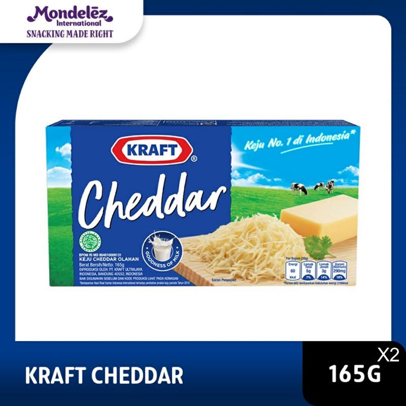 

Kraft Keju Cheddar Blok , 160 Gram Keju Asli Dari susu Newzealand - Twinpack ( 2pcs)