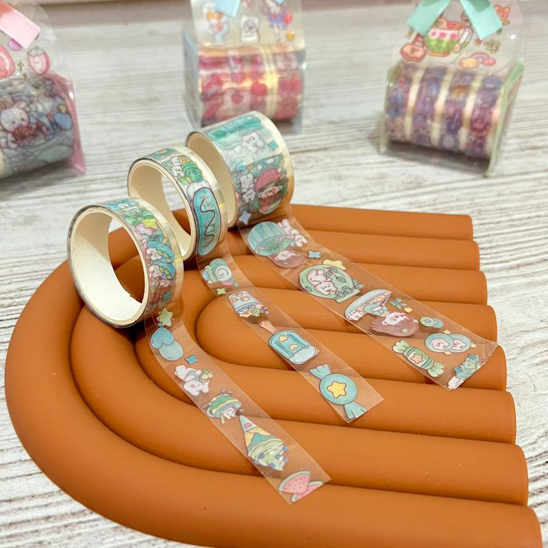 

Paket hampers mini washitape dekorasi bergambar lucu 1 box kode JH-SC