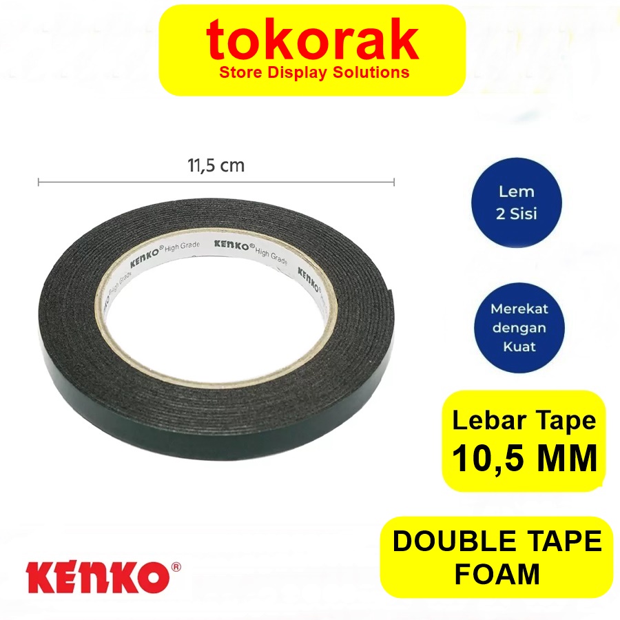 

DOUBLE TAPE FOAM 10,5 MM KENKO 1/2 INCH ISOLASI DOBEL TIP BUSA HIJAU 10.5 MM