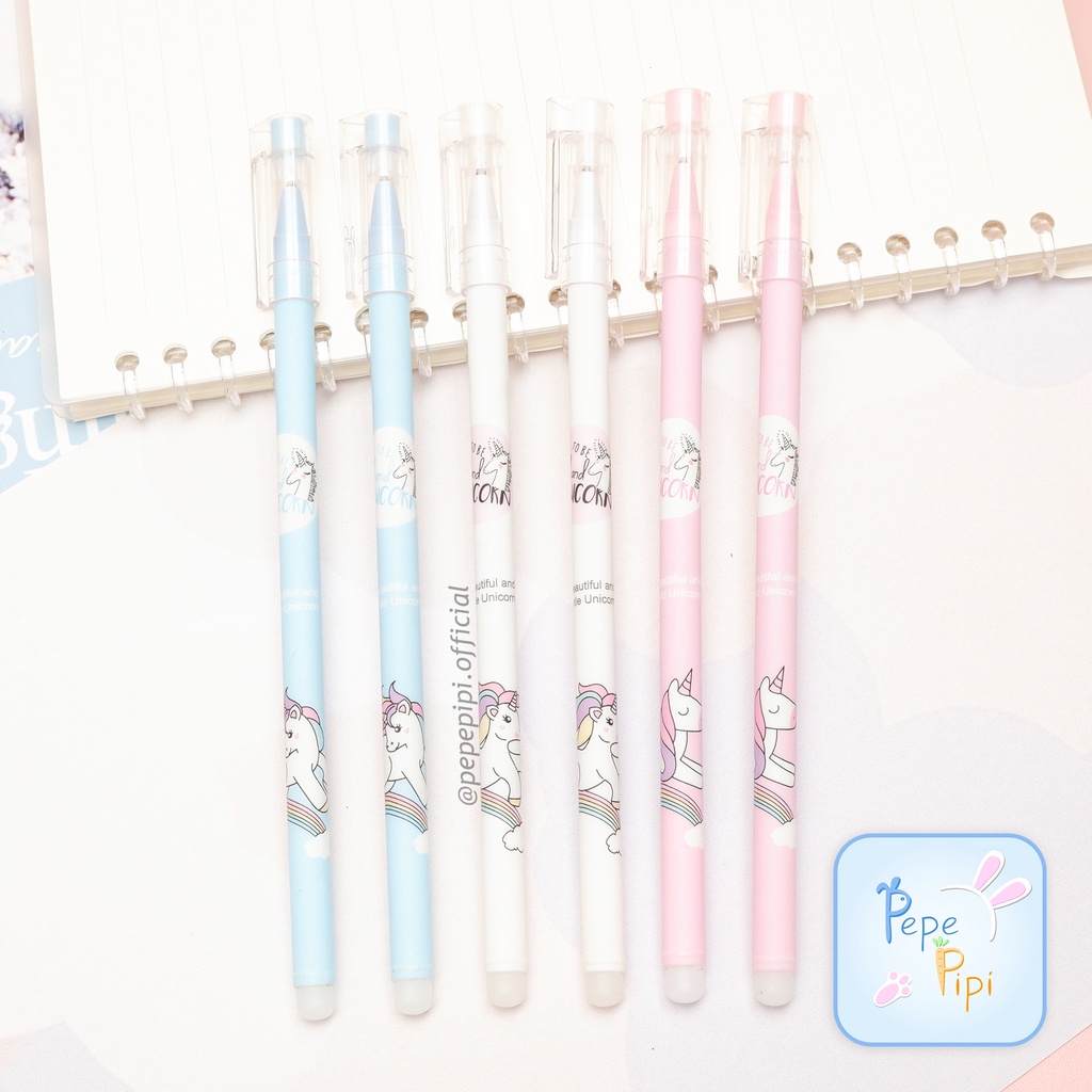 Pena Gel Qi Duo Unicorn Bisa DIhapus Pulpen Hapus di hapus Erasable Pen Pulpen Tinta Hitam Pen Bolpen