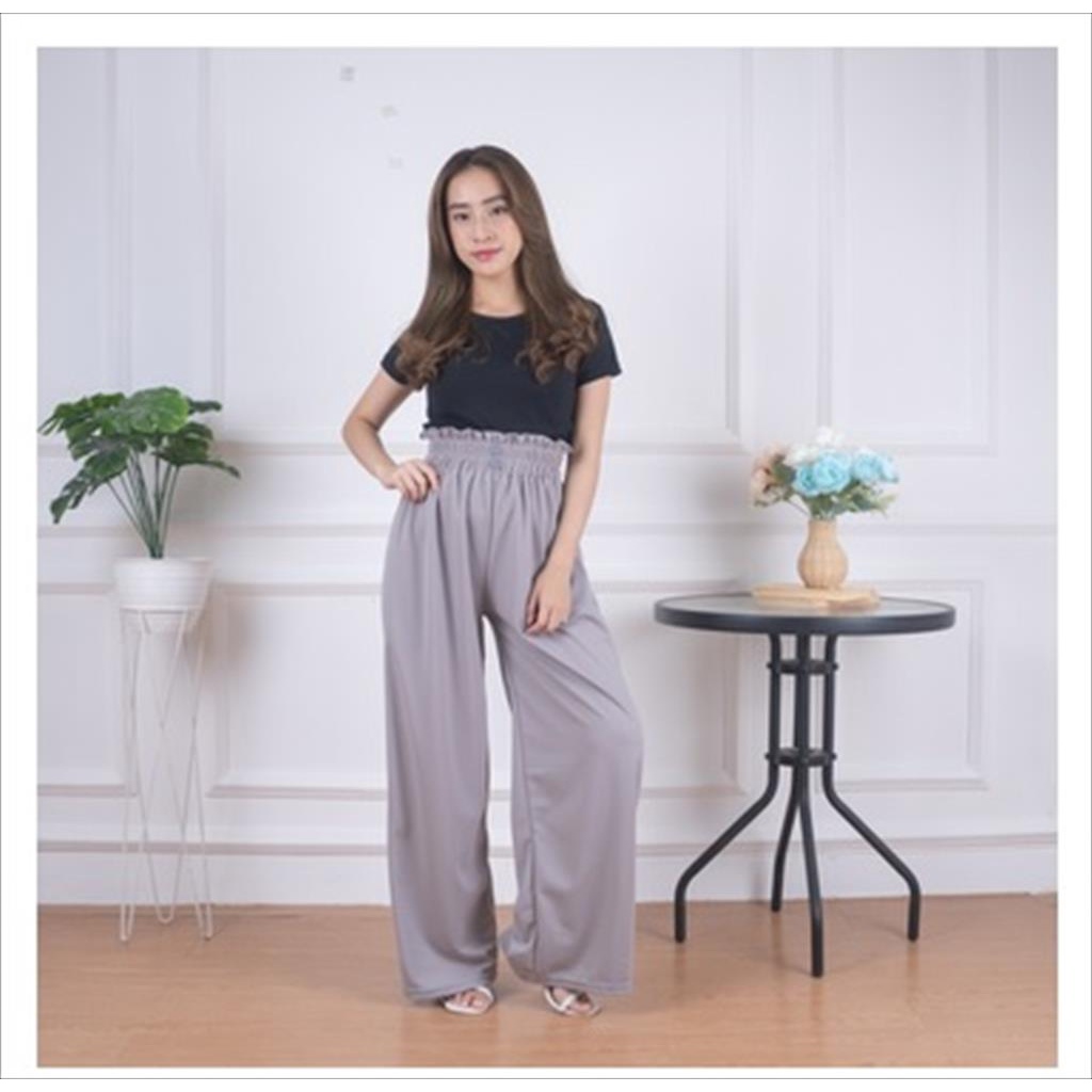 OTS 1.107 - Kulot Highwaist Pants Kancing 2 Celana Panjang Wanita