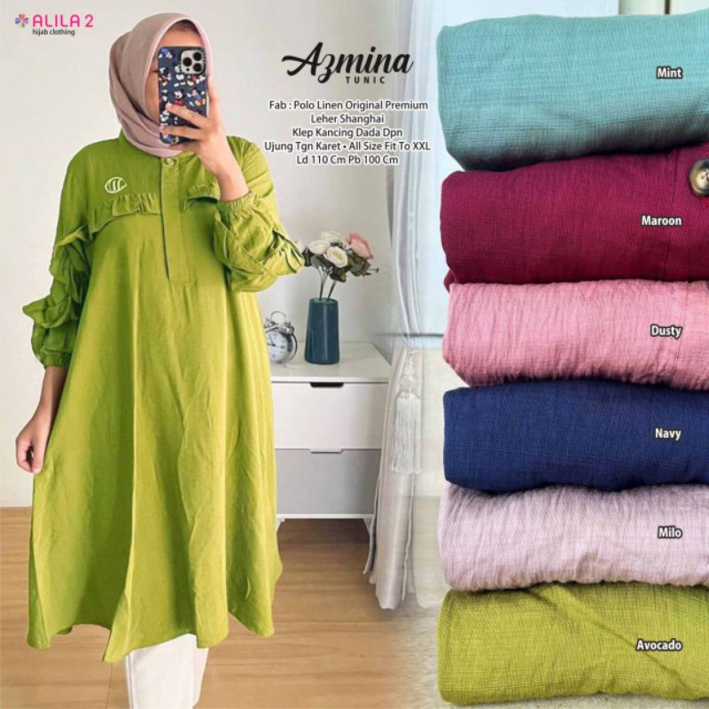 AZMINA TUNIC ORI ALILA 2 | Tunic Perempuan Polo Linen Original Premium