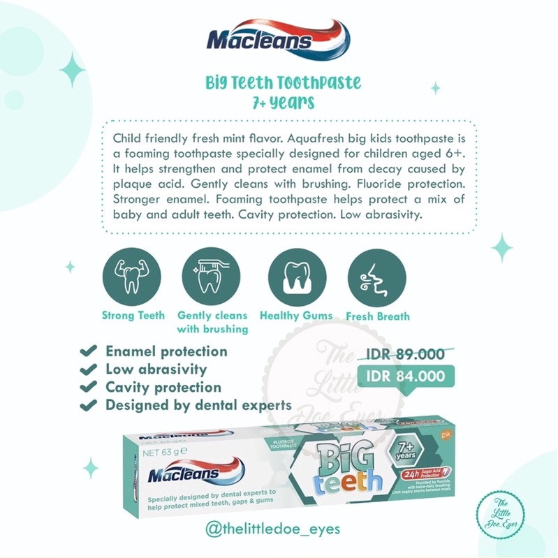 [READY] Aquafresh Macleans Toothpaste Pasta Gigi (Milk Teeth 0-2 Y / Little Teeth 3-5 Y / Big Teeth 6+ Y)