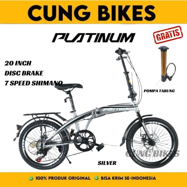 SEPEDA LIPAT 20 Inch PLATINUM 7 SPEED Velg Tinggi design Italy