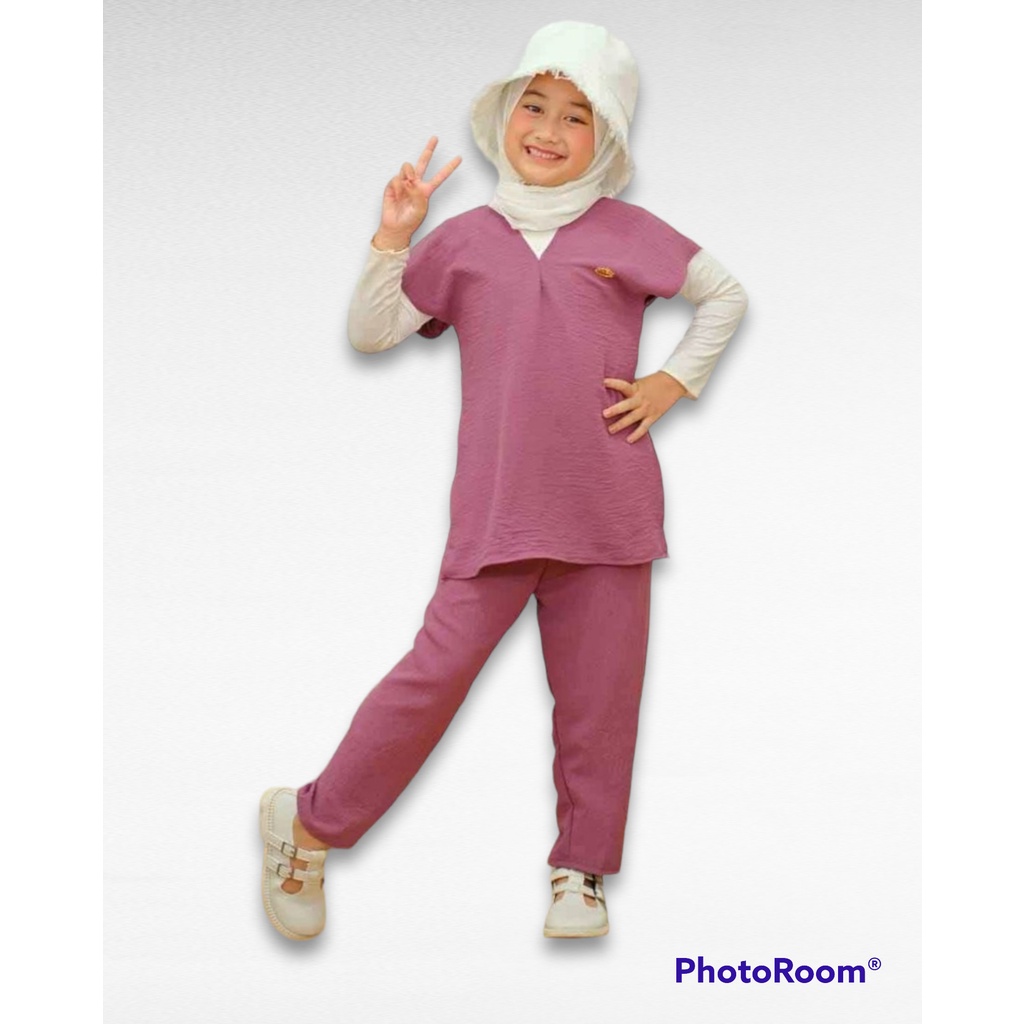 SETELAN ANAK MODEL NAGITA UNTUK ANAK USIA 2 - 5 TAHUN/ CRINGKLE AIRFLOW / PAKAIAN SET CRINGKLE ANAK AIRFLOW/ ONE SET ANAK BAHAN AIRFLOW