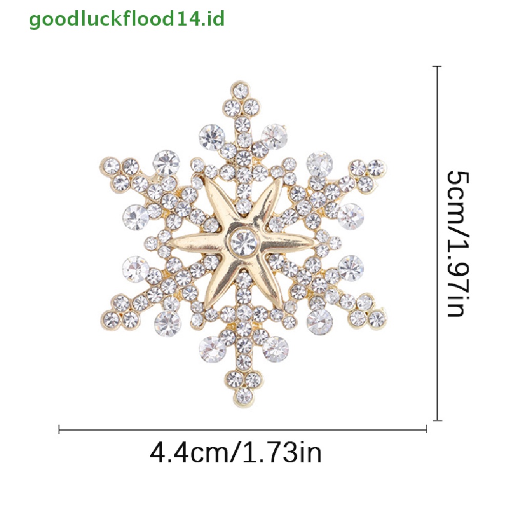 [GOOGFOUR] Fashion Pin Menawan Kristal Berlian Imitasi Bros Natal Snowflake Bros Natal Bros Hadiah [TOP]