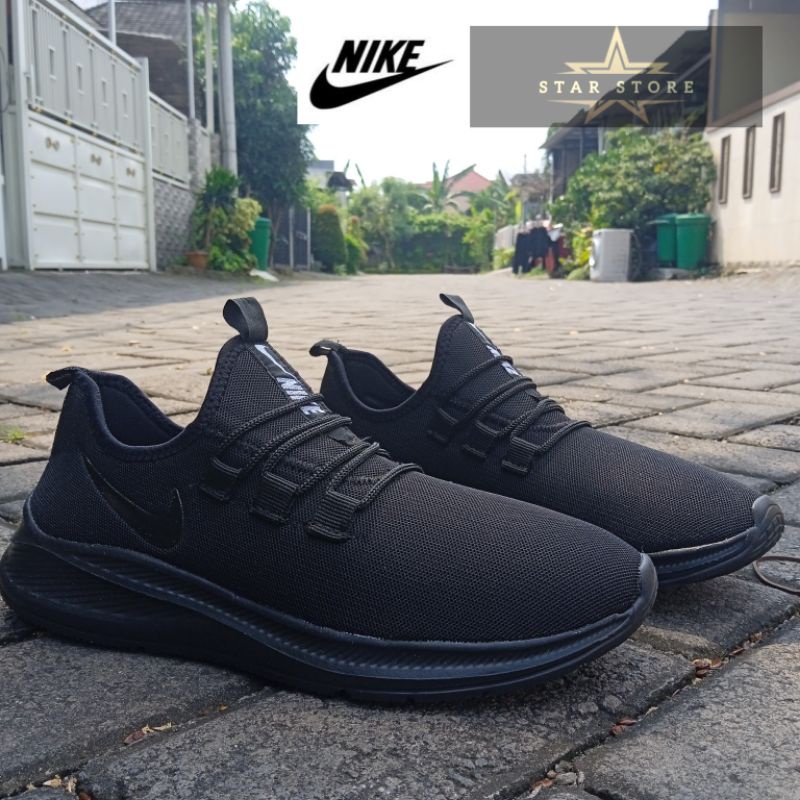 SEPATU SEKOLAH NIKE SLOP HITAM POLOS BAHAN KAIN LEMBUT TERBARU PRIA/WANITA