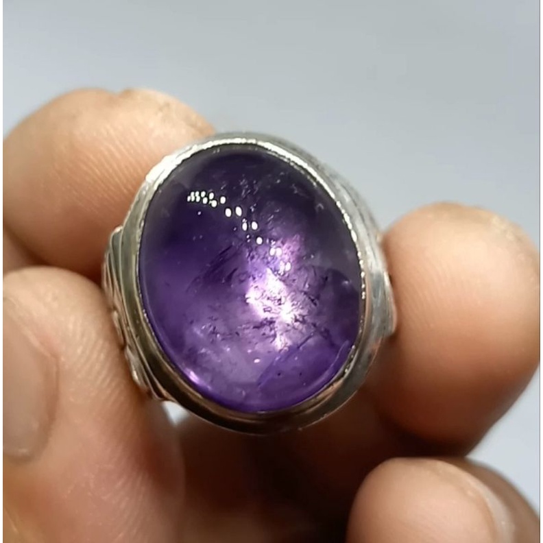 Amethys Jumbo Kecubung Kalimantan Besar Ring Perak 925