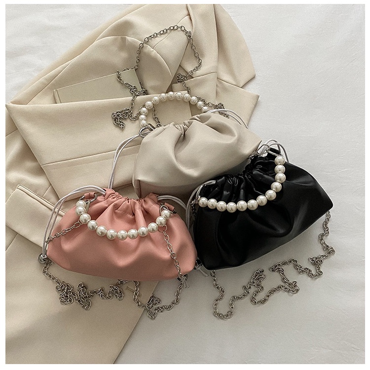 HEYKAIA Tas Sling Bag Selempang Wanita Mini Tali Rantai Mutiara Import