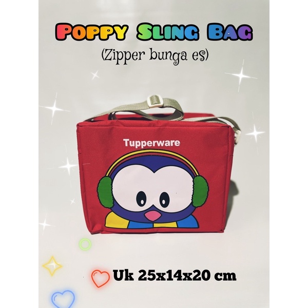 Poppy Sling Bag Tupperware(zipper bunga es)