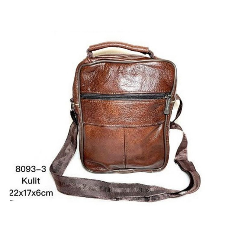 Tas Selempang cowok pria import kulit asli polos tanpa merk model kantung banyak