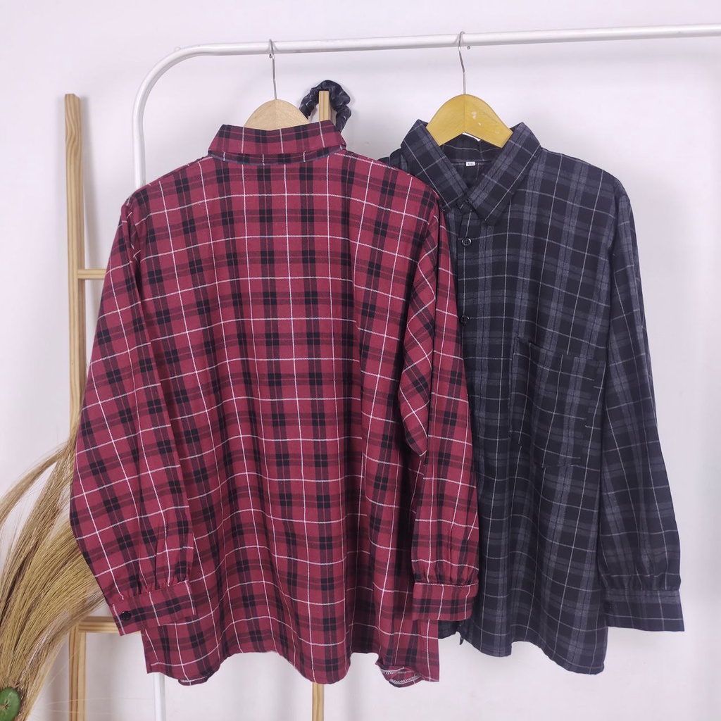 FLAN 2/2 FLANEL KEM,EJA SUPER JUMBO OUTER FLANEL BIGSIZE ATASAN OVERSIZE OOTD LD 110 120 130 140 150 COD