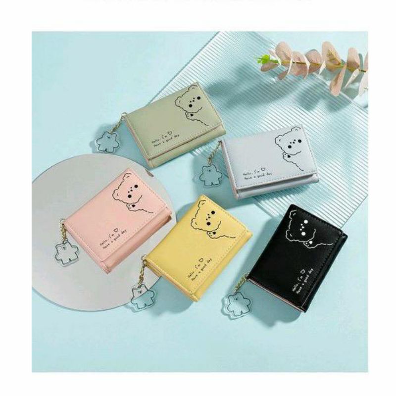 Dompet wanita kecil Dompet kartu &amp; uang Dompet wanita mini korea Hello I'm Have A Good Day